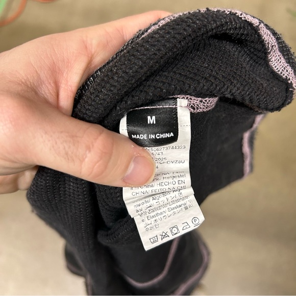 Y2K Shirt Womens Medium Gray Grunge Mallgoth Cyber Emo Thermal Long Sleeve Punk - Picture 5 of 7